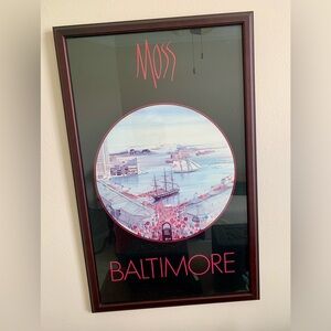 Cherry framed “Baltimore” print by 
P. Buckley Moss